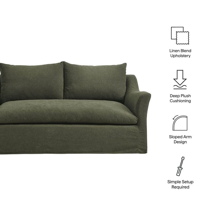 Malbec 70" Linen Blend Slipcovered Loveseat in Sage