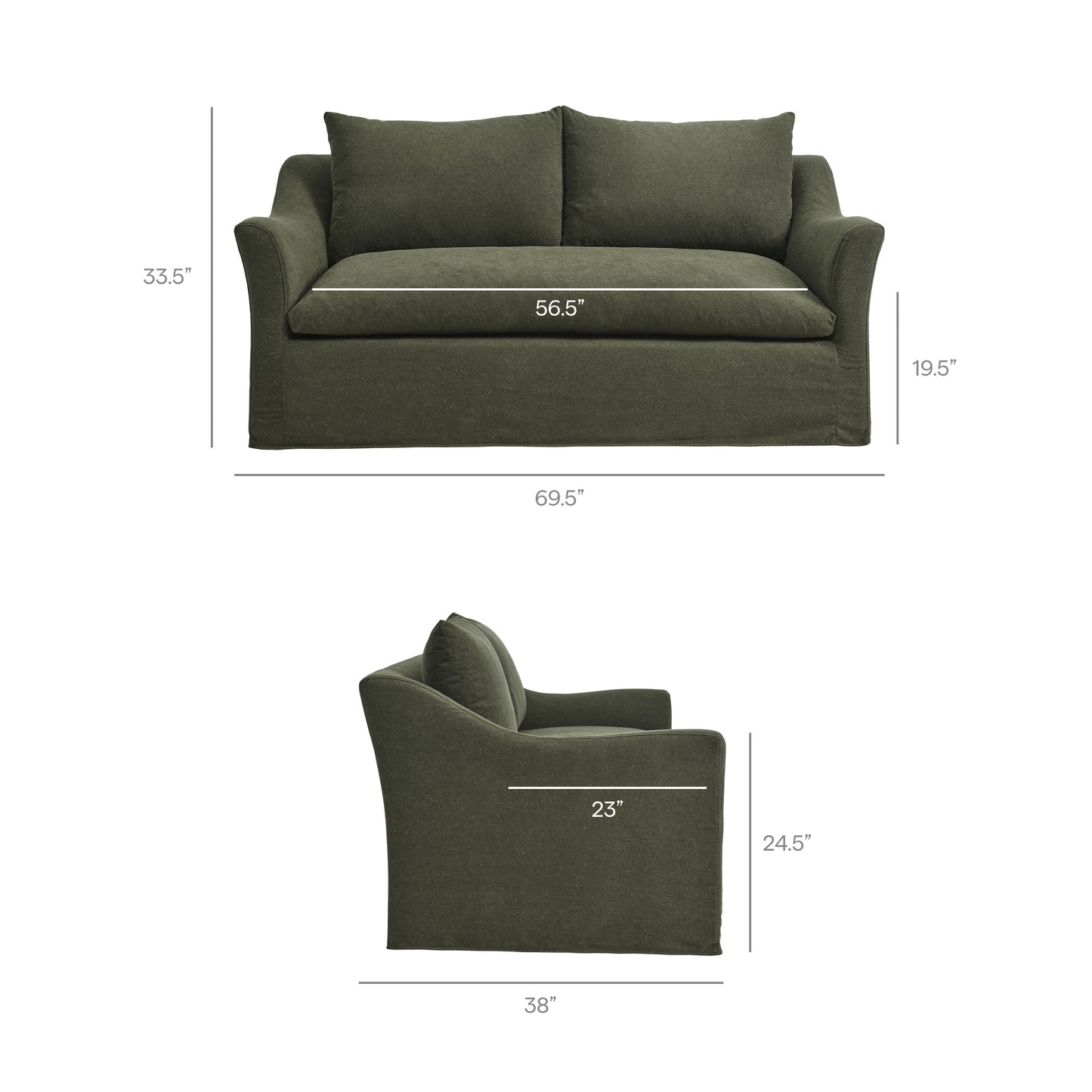 Malbec 70" Linen Blend Slipcovered Loveseat in Sage