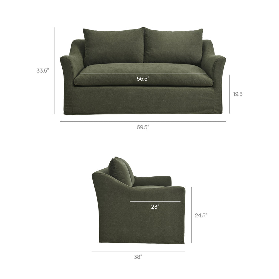 Malbec 70" Linen Blend Slipcovered Loveseat in Sage