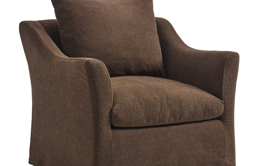 Malbec Linen Blend Slipcovered Armchair in Cocoa