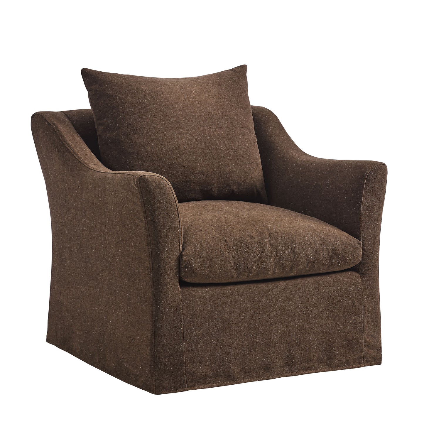 Malbec Linen Blend Slipcovered Armchair in Cocoa