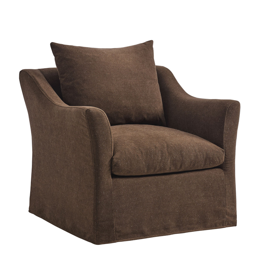 Malbec Linen Blend Slipcovered Armchair in Cocoa