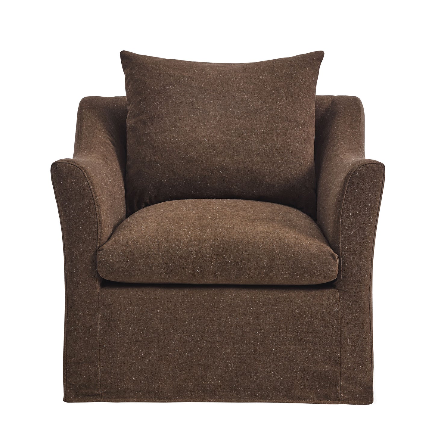 Malbec Linen Blend Slipcovered Armchair in Cocoa
