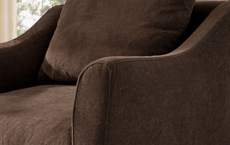 Malbec Linen Blend Slipcovered Armchair in Cocoa
