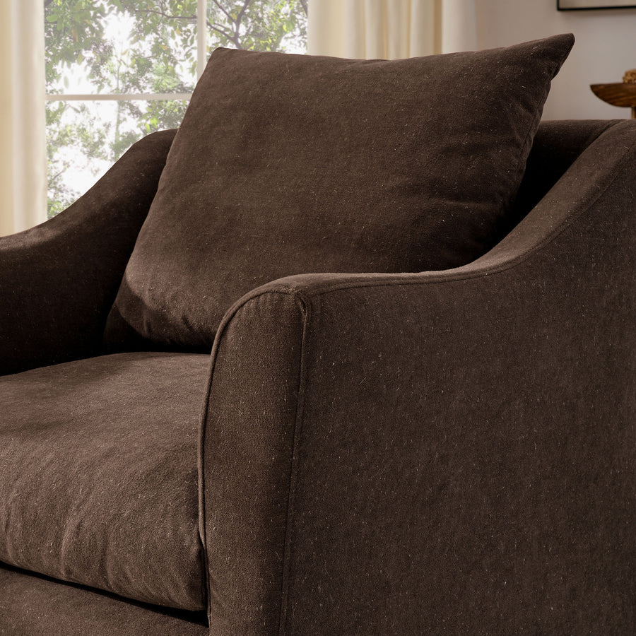 Malbec Linen Blend Slipcovered Armchair in Cocoa