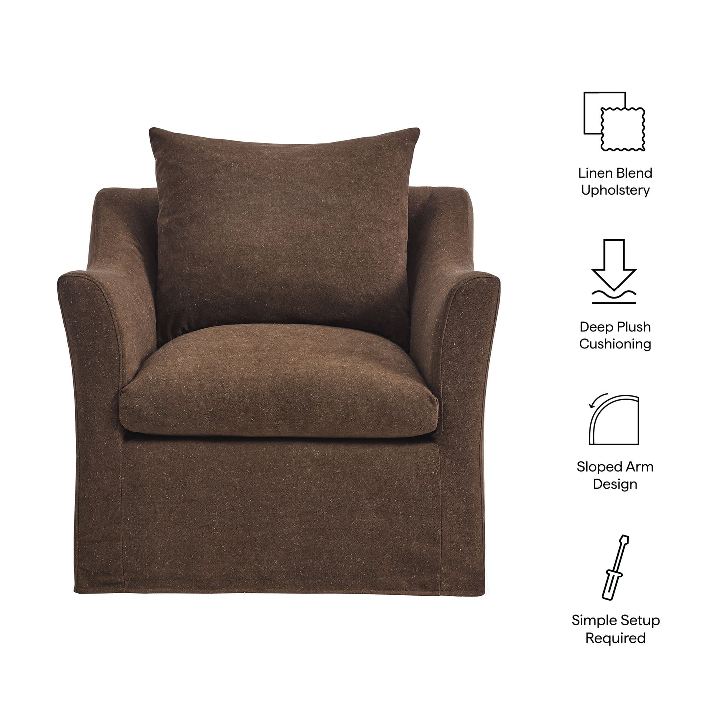 Malbec Linen Blend Slipcovered Armchair in Cocoa