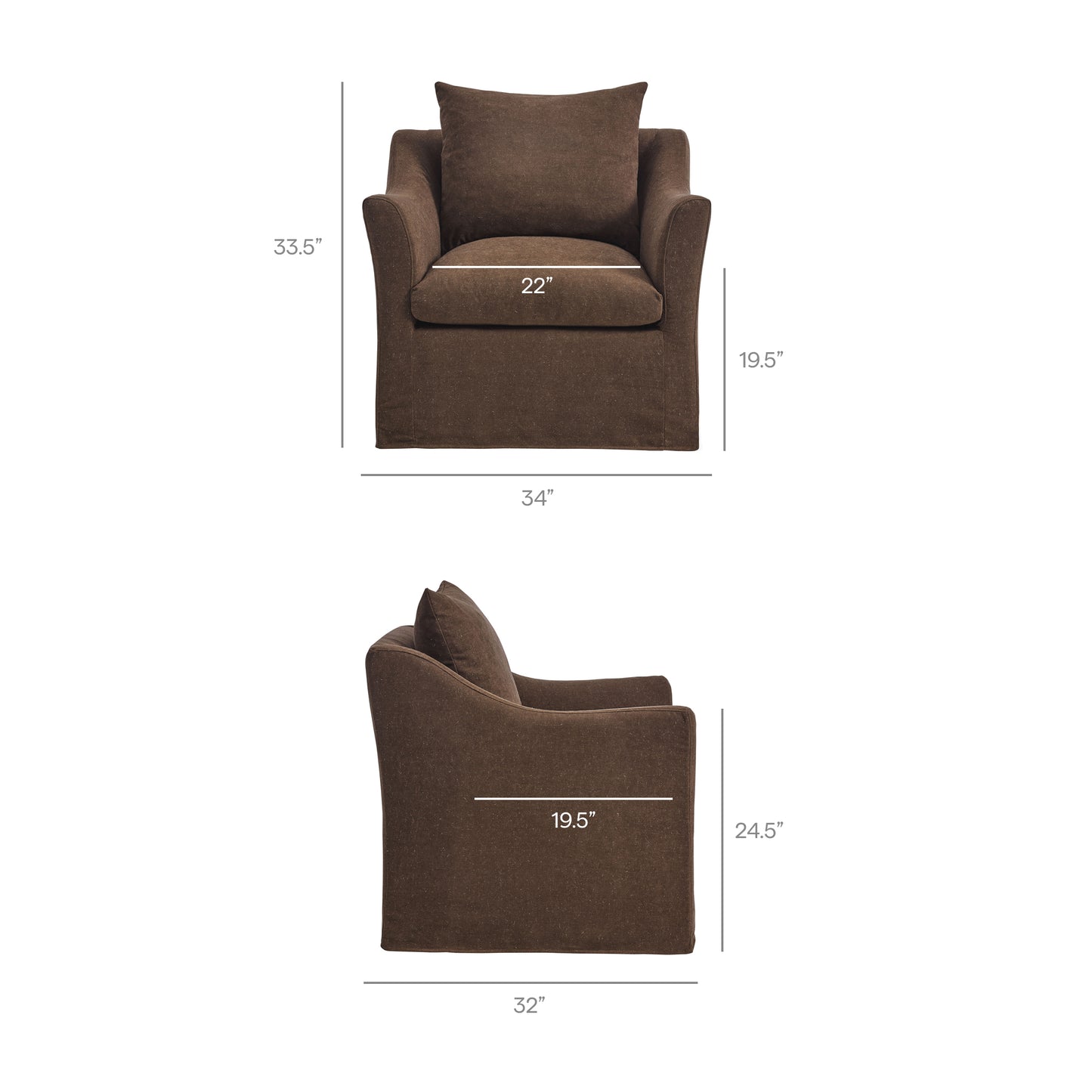 Malbec Linen Blend Slipcovered Armchair in Cocoa