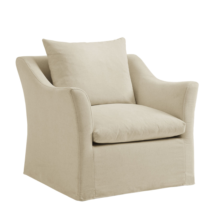 Malbec Linen Blend Slipcovered Armchair in Linen