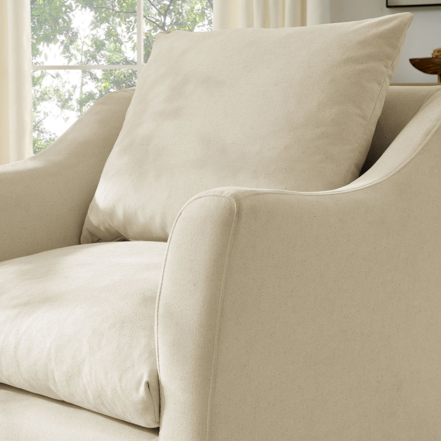 Malbec Linen Blend Slipcovered Armchair in Linen