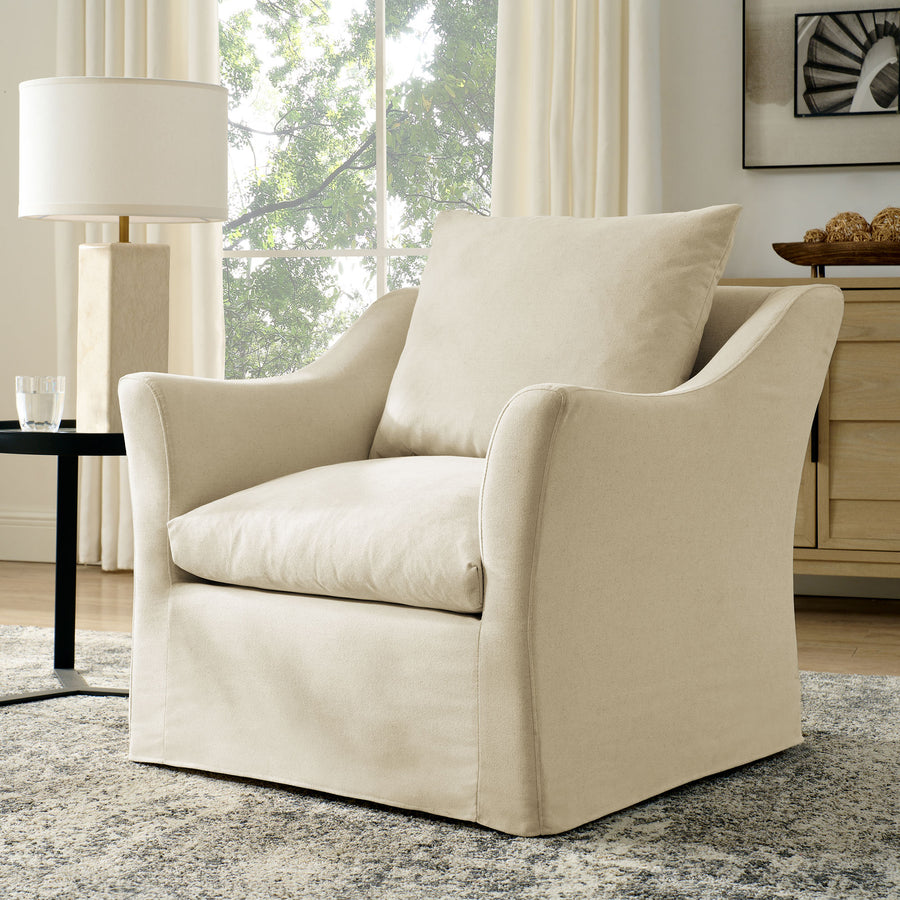 Malbec Linen Blend Slipcovered Armchair in Linen