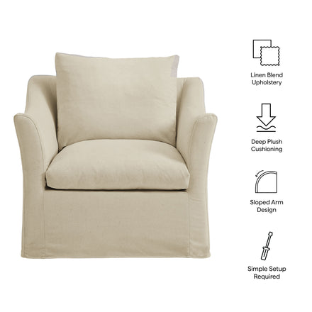 Somerset Linen Blend Slipcovered Armchair in Linen