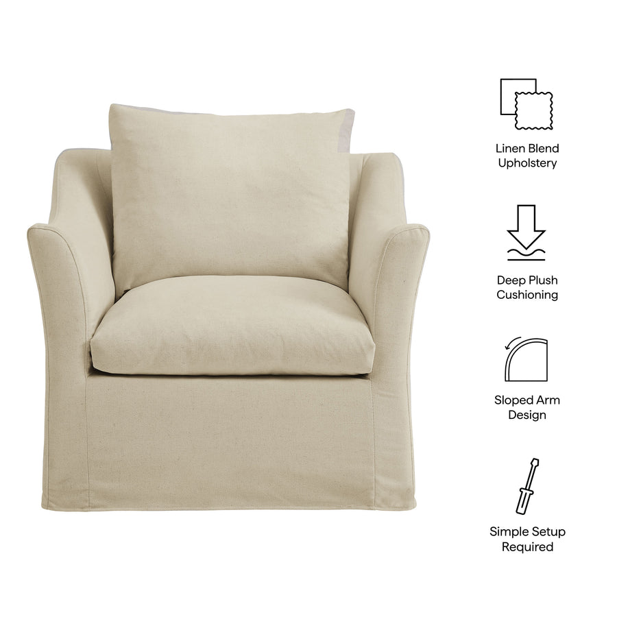 Malbec Linen Blend Slipcovered Armchair in Linen
