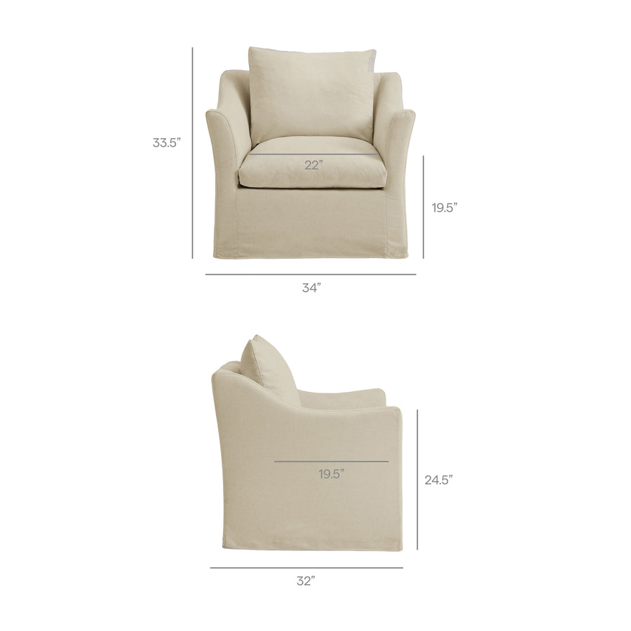 Malbec Linen Blend Slipcovered Armchair in Linen