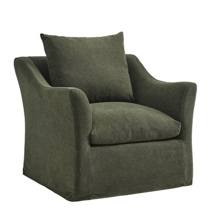 Somerset Linen Blend Slipcovered Armchair in Sage
