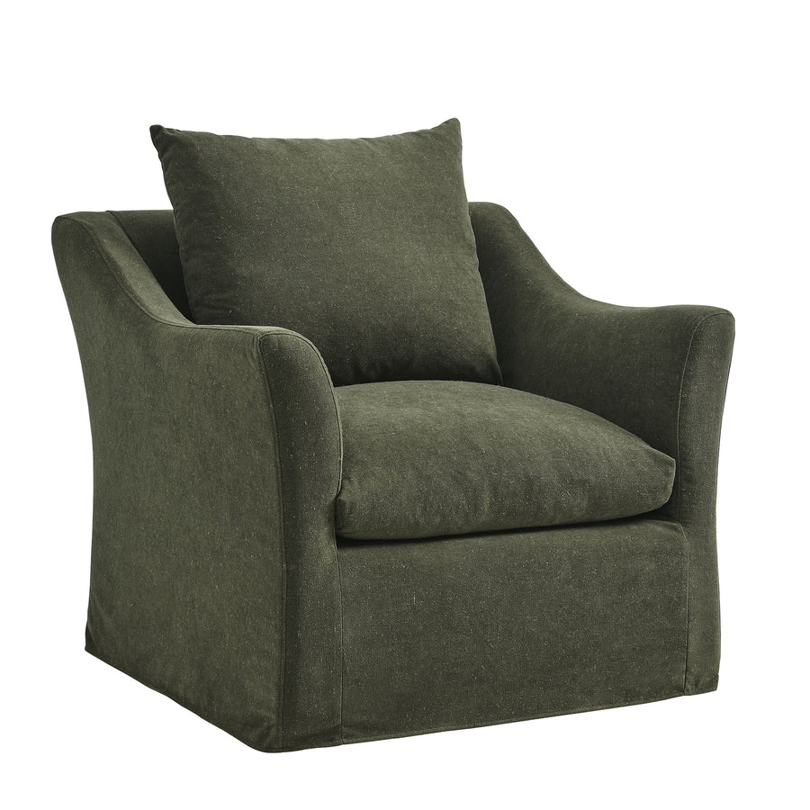 Malbec Linen Blend Slipcovered Armchair in Sage