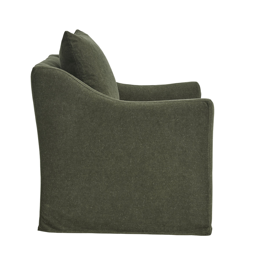Malbec Linen Blend Slipcovered Armchair in Sage