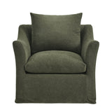 Malbec Linen Blend Slipcovered Armchair in Sage
