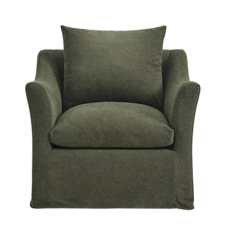 Somerset Linen Blend Slipcovered Armchair in Sage
