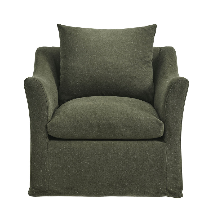 Malbec Linen Blend Slipcovered Armchair in Sage
