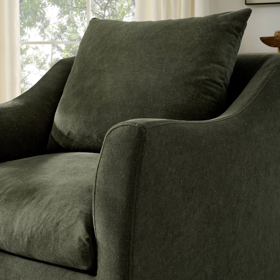Malbec Linen Blend Slipcovered Armchair in Sage