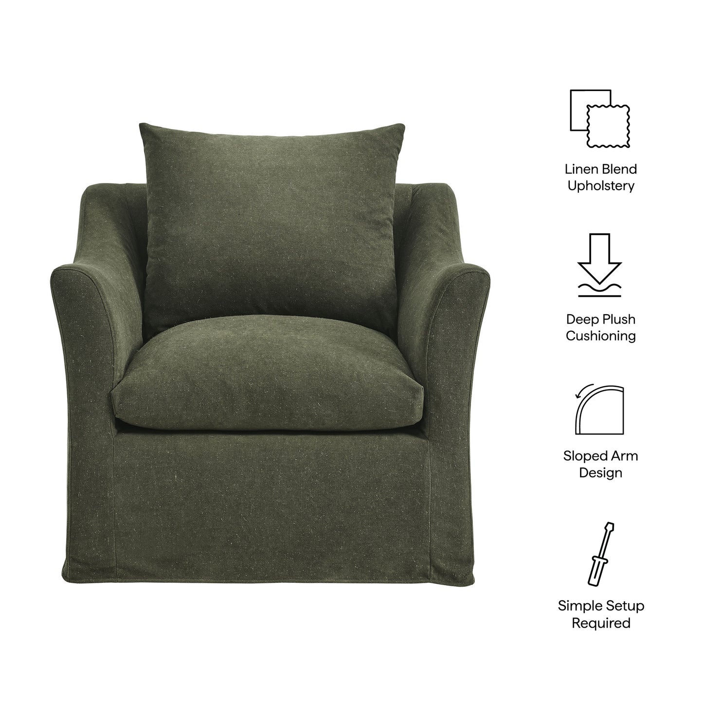 Malbec Linen Blend Slipcovered Armchair in Sage