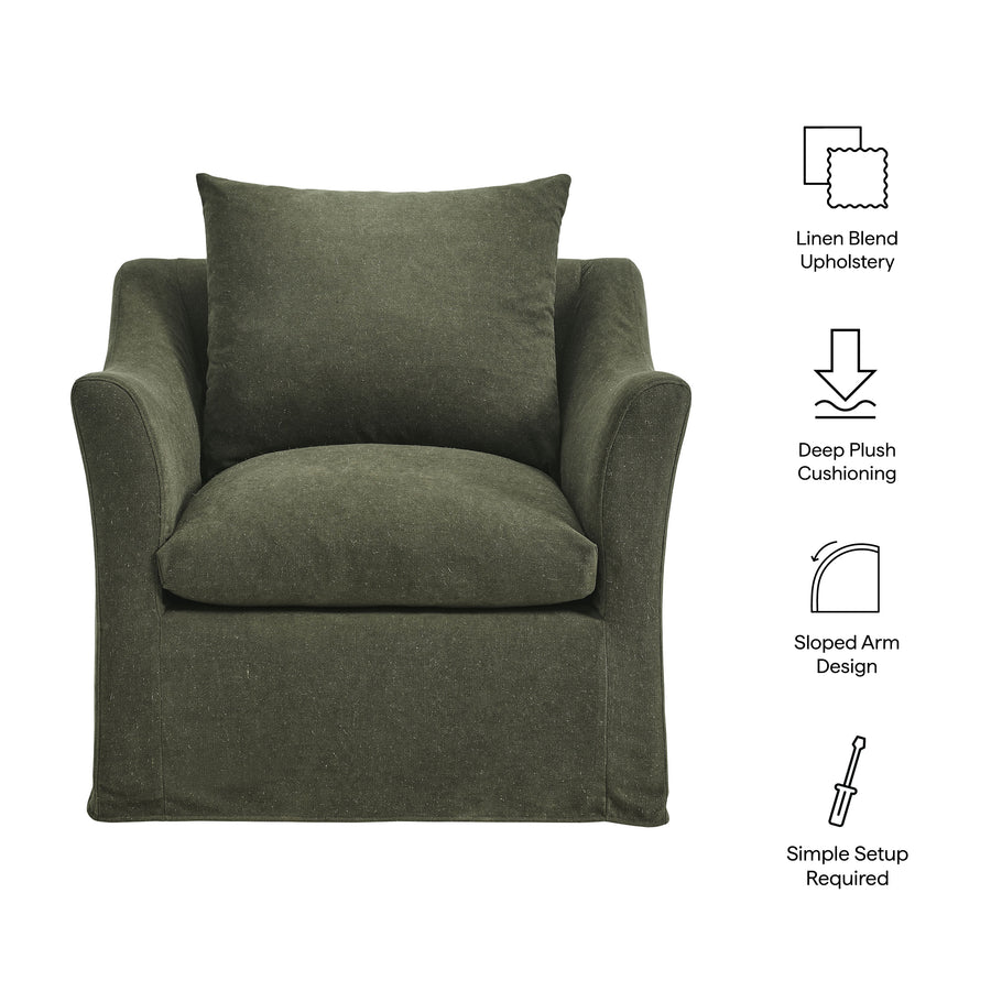 Malbec Linen Blend Slipcovered Armchair in Sage