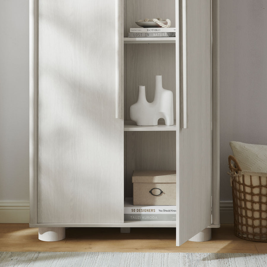 Bamboo Tall Arched Storage Cabinet in Ash