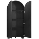 Bamboo Tall Arched Storage Cabinet in Black
