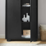 Bamboo Tall Arched Storage Cabinet in Black