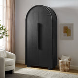 Bamboo Tall Arched Storage Cabinet in Black