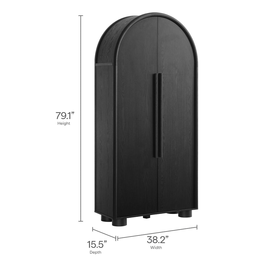 Bamboo Tall Arched Storage Cabinet in Black