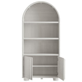 Bamboo Tall Arched Display Cabinet Bookcase in Ash
