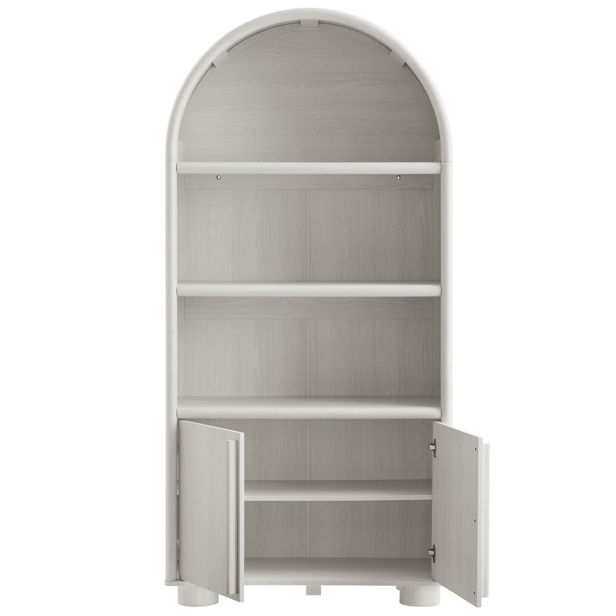 Bamboo Tall Arched Display Cabinet Bookcase in Ash