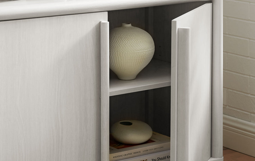 Bamboo Tall Arched Display Cabinet Bookcase in Ash