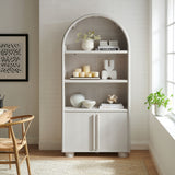 Bamboo Tall Arched Display Cabinet Bookcase in Ash