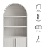 Bamboo Tall Arched Display Cabinet Bookcase in Ash