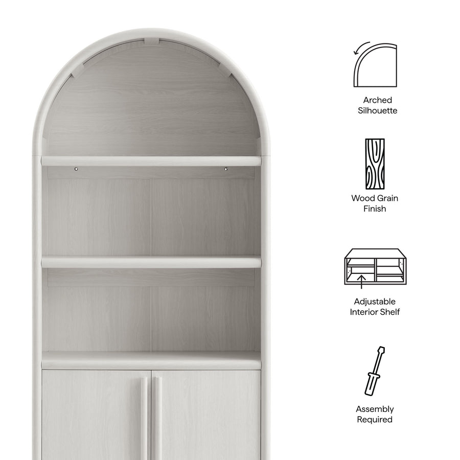 Bamboo Tall Arched Display Cabinet Bookcase in Ash