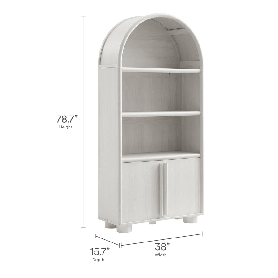 Bamboo Tall Arched Display Cabinet Bookcase in Ash