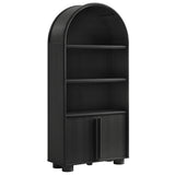 Bamboo Tall Arched Display Cabinet Bookcase in Black Oak