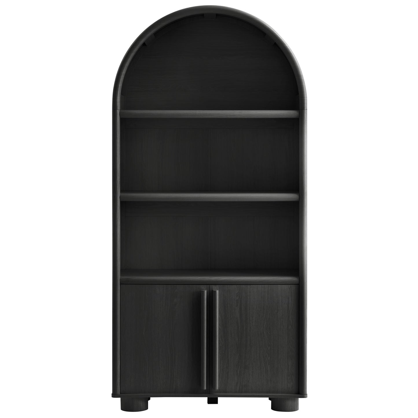 Bamboo Tall Arched Display Cabinet Bookcase in Black Oak