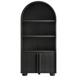 Bamboo Tall Arched Display Cabinet Bookcase in Black Oak