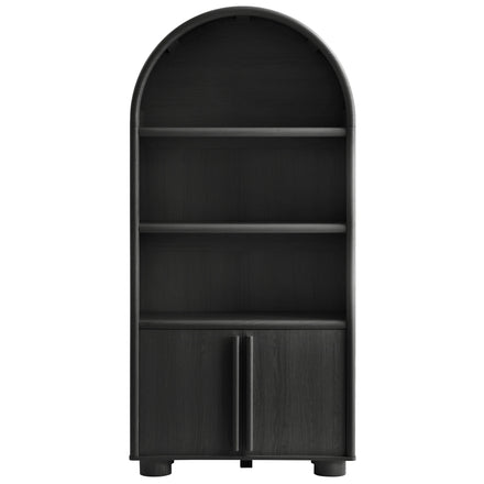 Bellamy Tall Arched Display Cabinet Bookcase in Black Oak