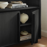 Bamboo Tall Arched Display Cabinet Bookcase in Black Oak