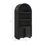Bamboo Tall Arched Display Cabinet Bookcase in Black Oak
