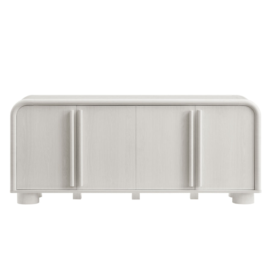 Bamboo Curved 4-Door Sideboard Cabinet in Ash