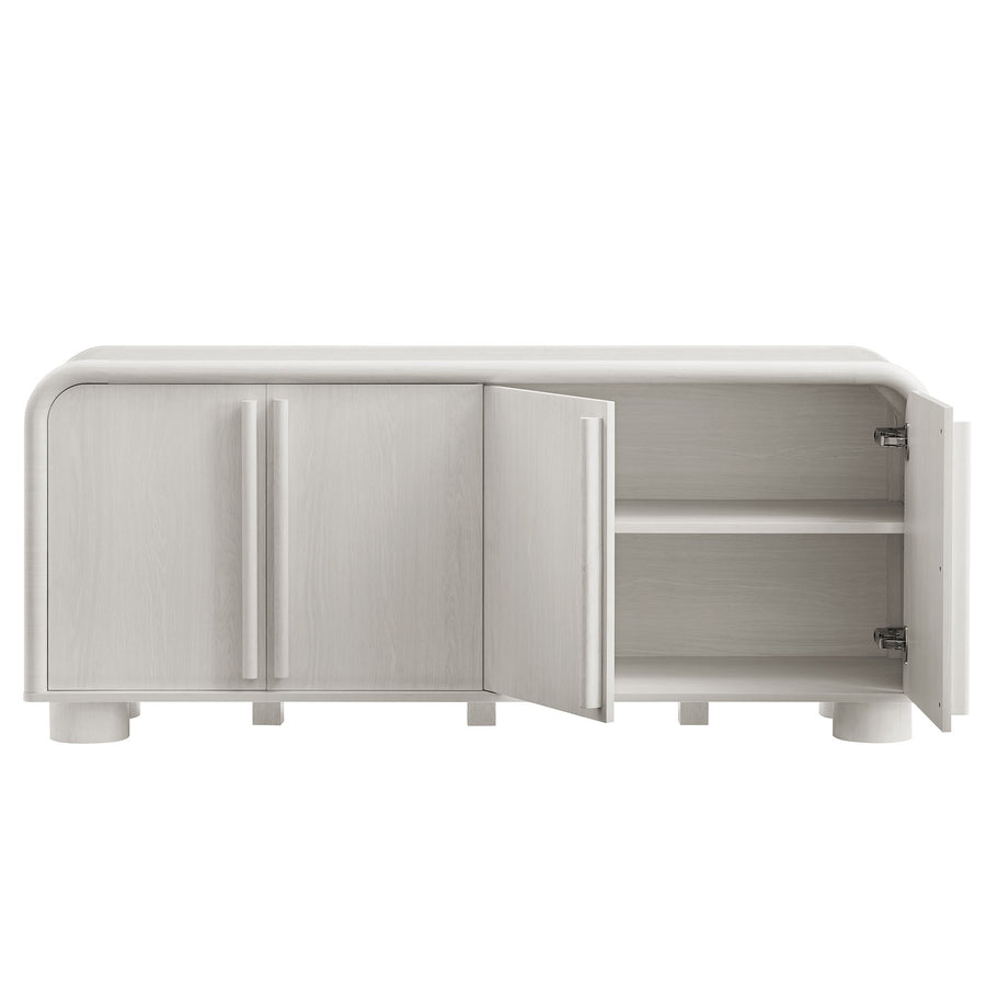 Bamboo Curved 4-Door Sideboard Cabinet in Ash