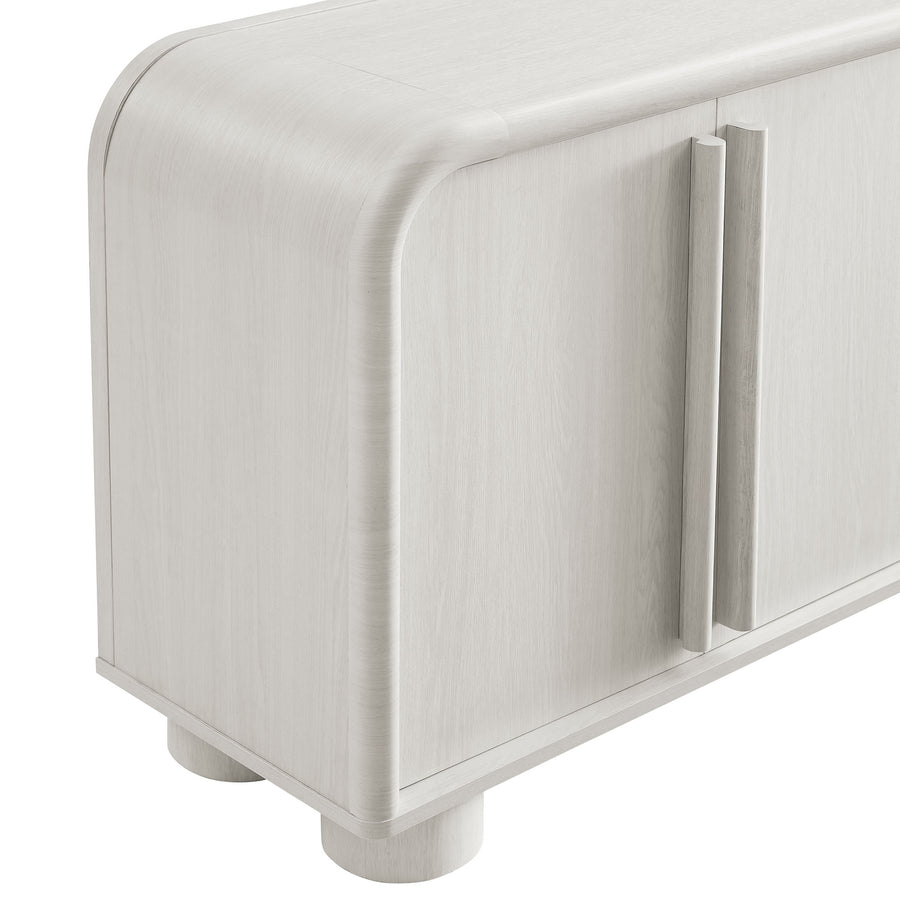 Bamboo Curved 4-Door Sideboard Cabinet in Ash