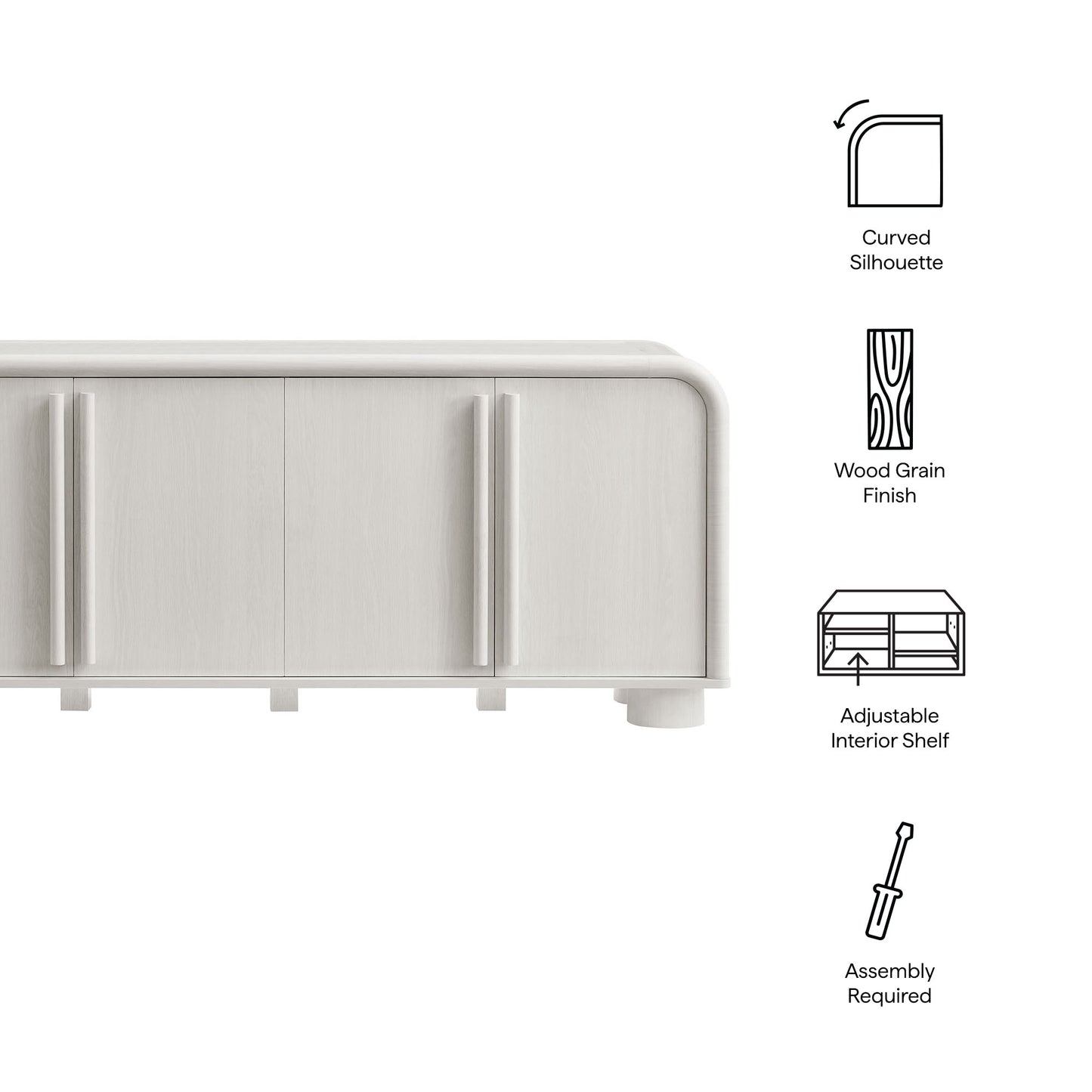 Bellamy Curved 4-Door Sideboard Cabinet by Furniture For America