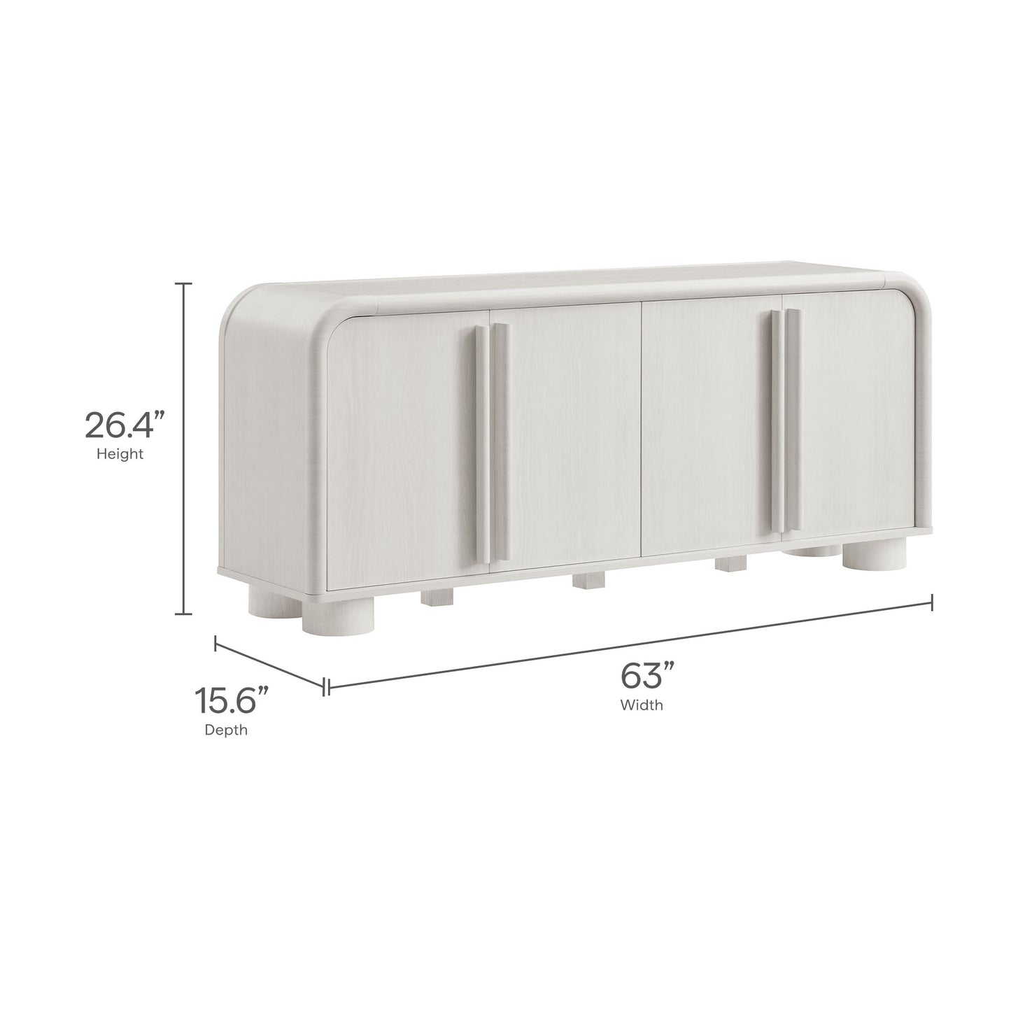 Bellamy Curved 4-Door Sideboard Cabinet by Furniture For America