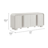 Bamboo Curved 4-Door Sideboard Cabinet in Ash